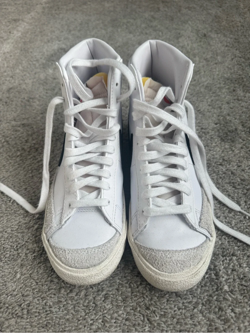 Nike White High-Top Sneakers with Suede Toe Caps